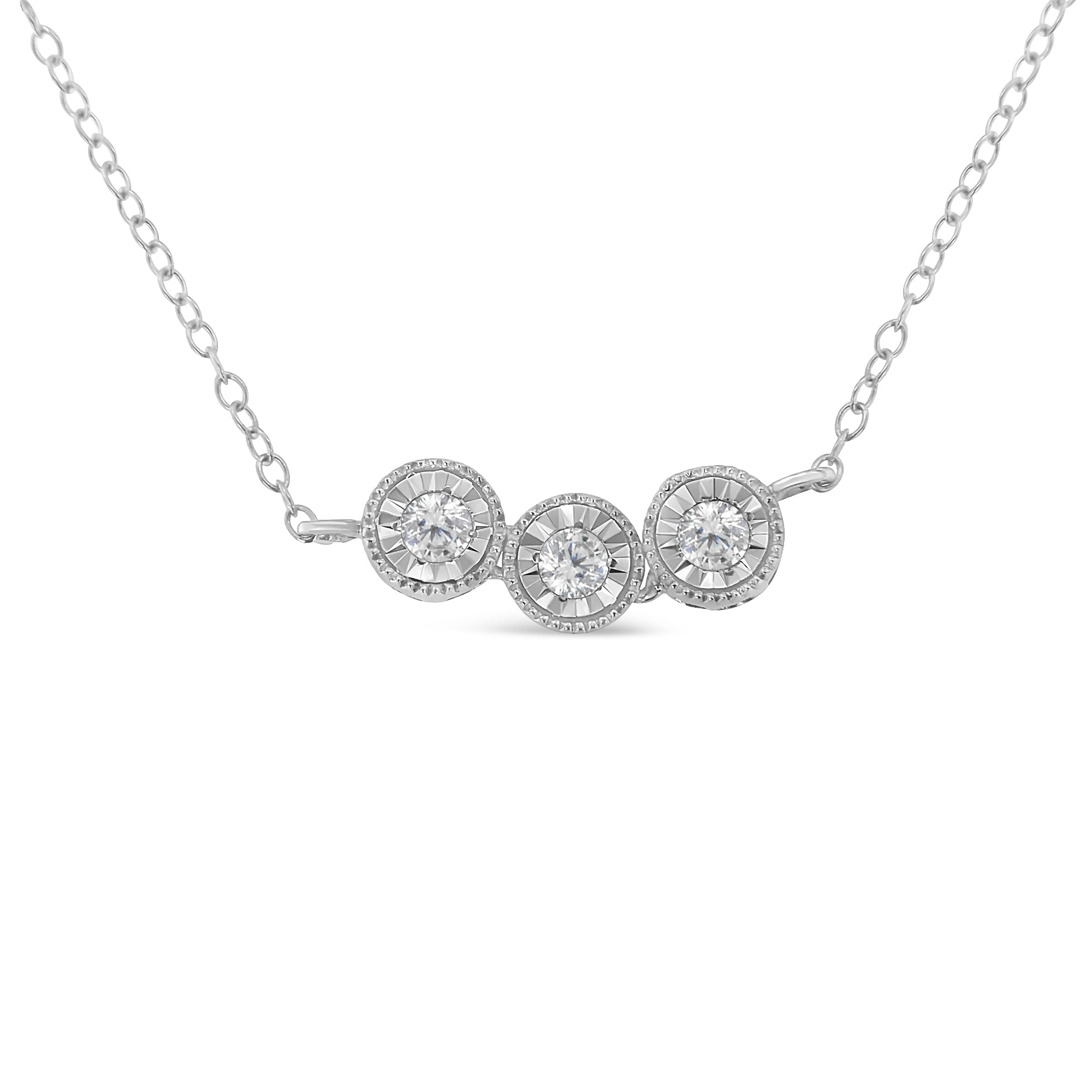 Sterling Silver Round Diamond Pendant Necklace (1/4 cttw, H-I Color, I2-I3 Clarity) - LinkagejewelrydesignLinkagejewelrydesign