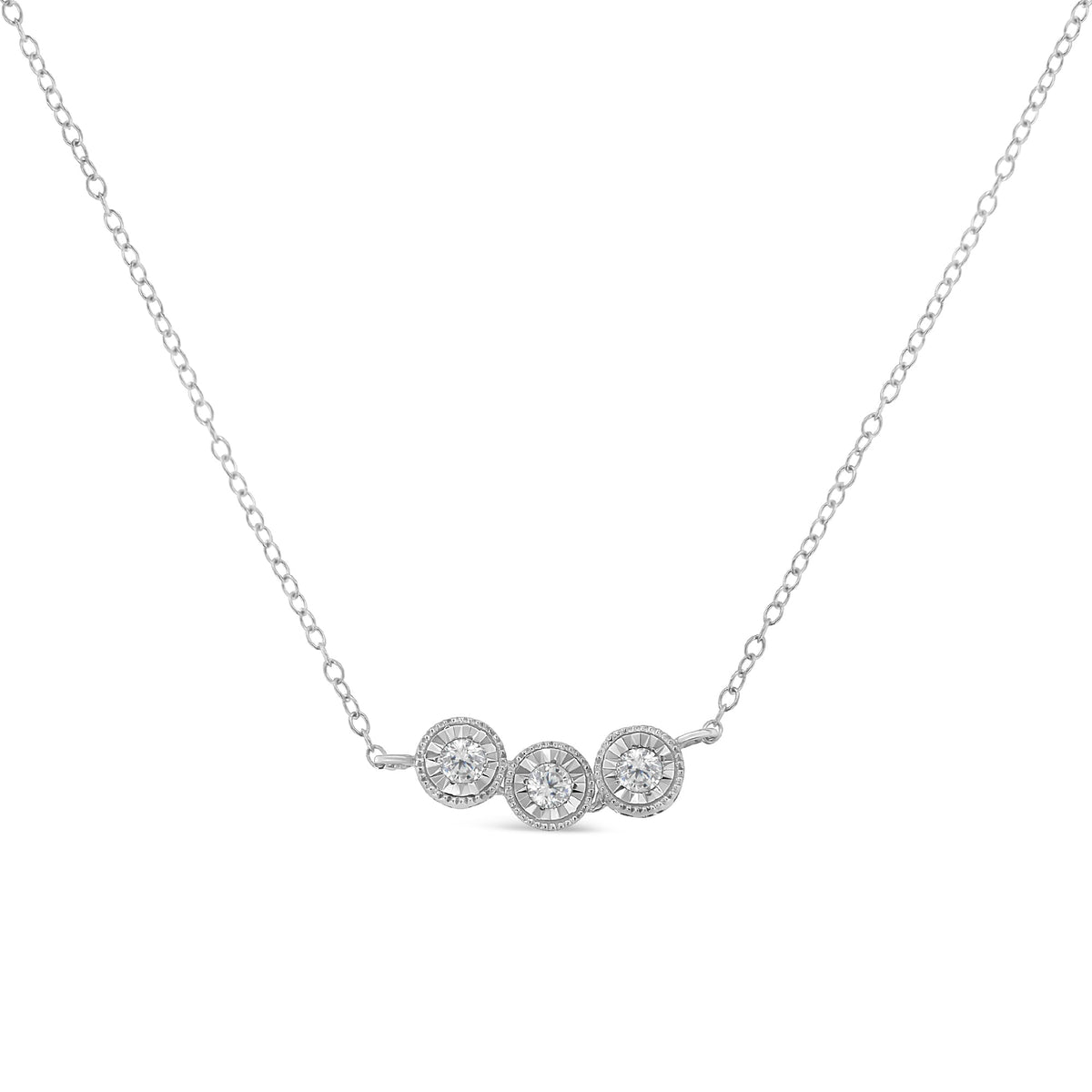 Sterling Silver Round Diamond Pendant Necklace (1/4 cttw, H-I Color, I2-I3 Clarity) - LinkagejewelrydesignLinkagejewelrydesign