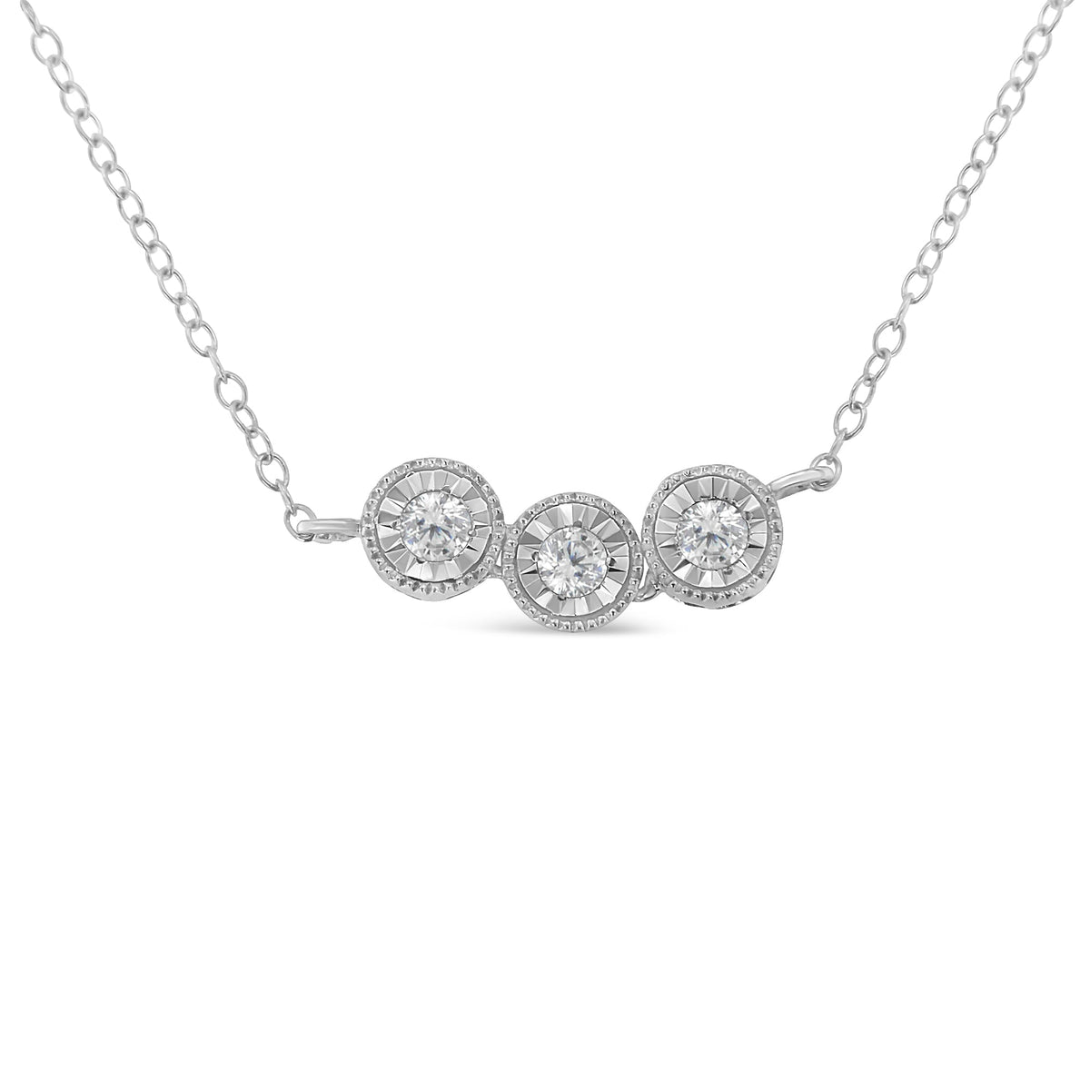 Sterling Silver Round Diamond Pendant Necklace (1/4 cttw, H-I Color, I2-I3 Clarity) - LinkagejewelrydesignLinkagejewelrydesign