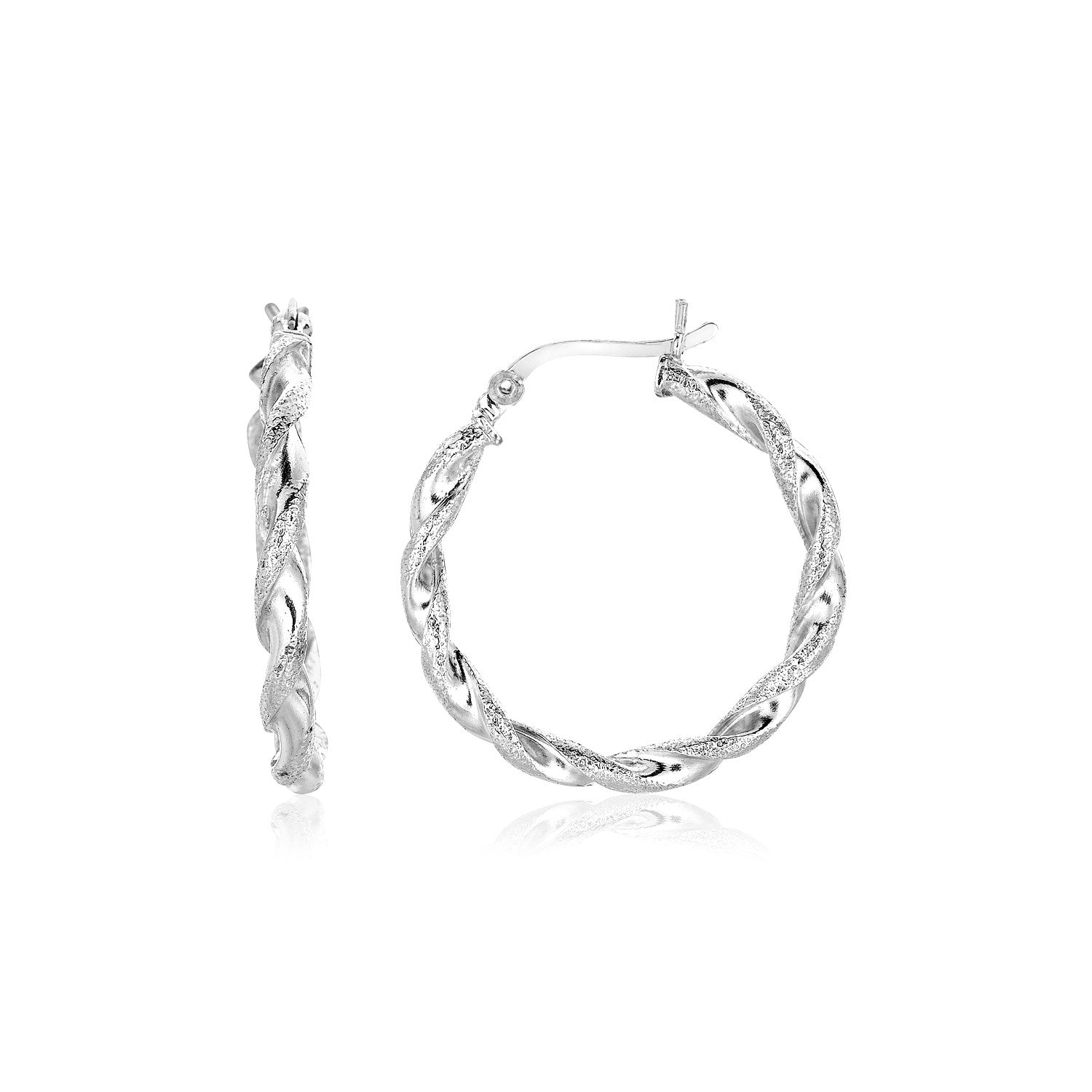 Sterling Silver Round Twisted Hoop Earrings - LinkagejewelrydesignLinkagejewelrydesign