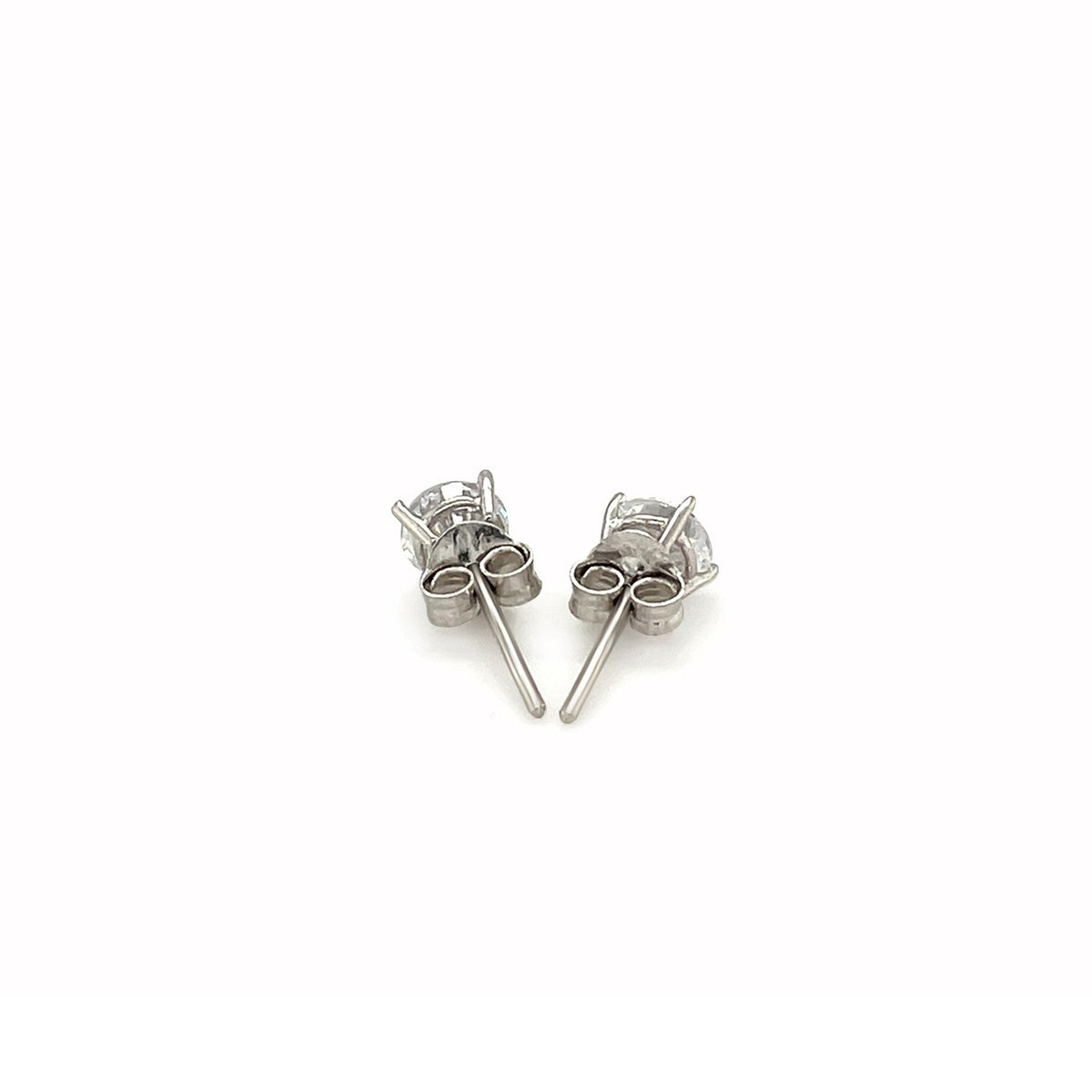 Sterling Silver Stud Earrings with White Hue Faceted Cubic Zirconia - LinkagejewelrydesignLinkagejewelrydesign