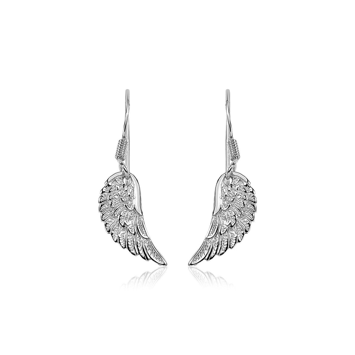 Sterling Silver Textured Angel Wing Earrings - LinkagejewelrydesignLinkagejewelrydesign