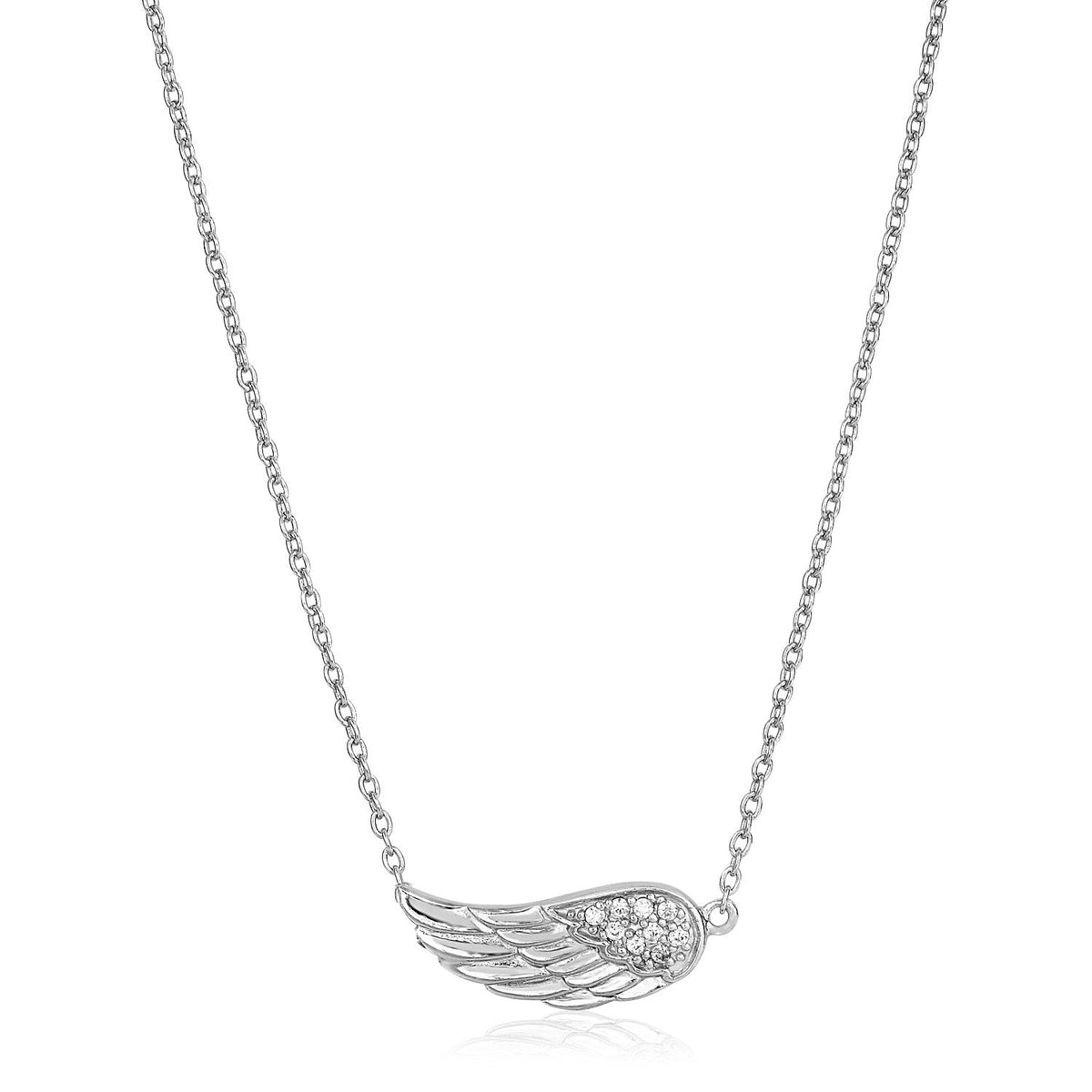 Sterling Silver Textured Angel Wing Necklace - LinkagejewelrydesignLinkagejewelrydesign