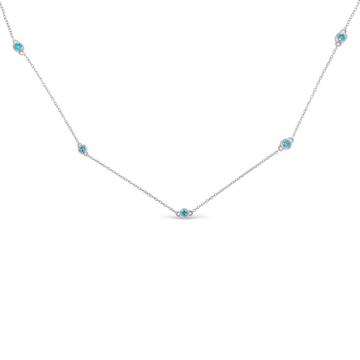 Sterling Silver Treated Diamond By Yard Necklace (1/2 cttw, Blue Color, I2-I3 Clarity) - LinkagejewelrydesignLinkagejewelrydesign