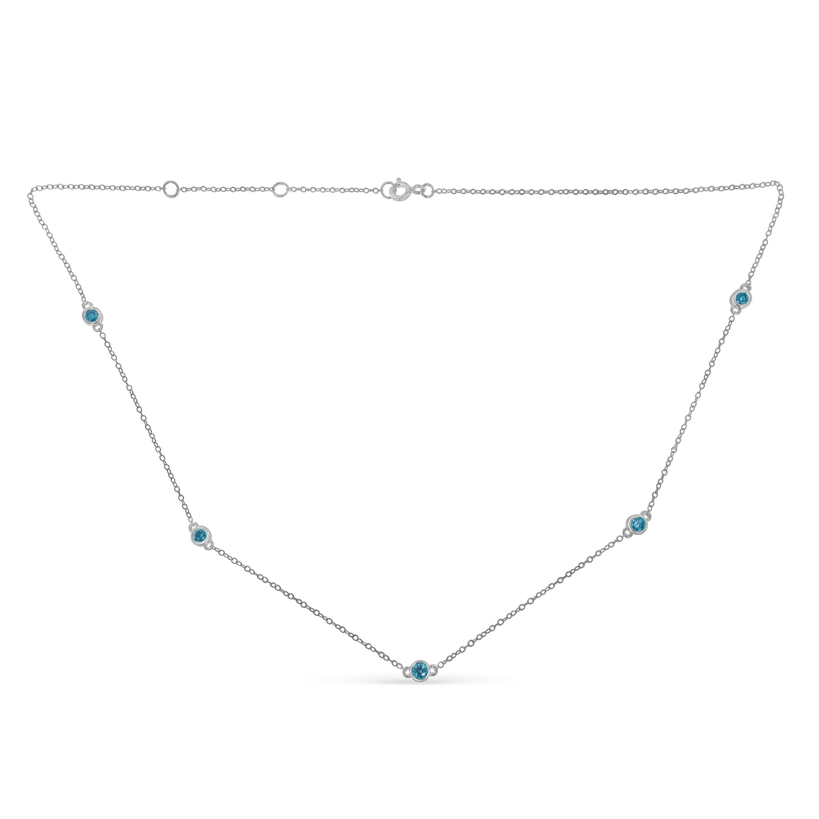 Sterling Silver Treated Diamond By Yard Necklace (1/2 cttw, Blue Color, I2-I3 Clarity) - LinkagejewelrydesignLinkagejewelrydesign