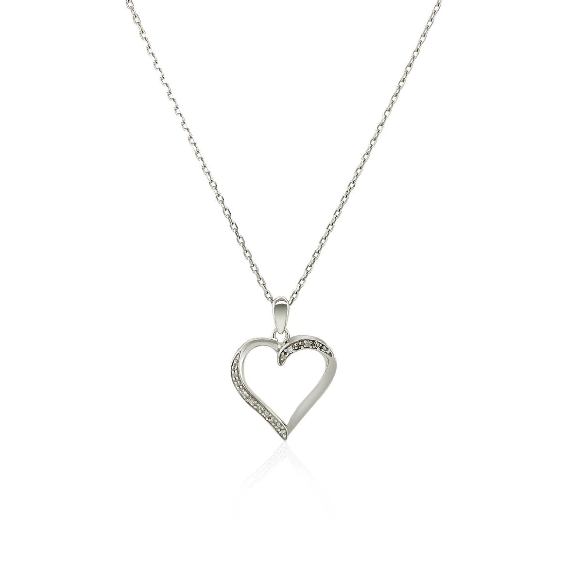 Sterling Silver Twisted Open Heart Diamond Accented Pendant (.04 cttw) - LinkagejewelrydesignLinkagejewelrydesign