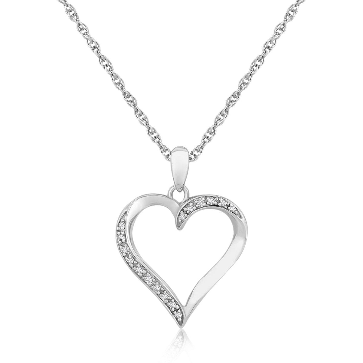 Sterling Silver Twisted Open Heart Diamond Accented Pendant (.04 cttw) - LinkagejewelrydesignLinkagejewelrydesign