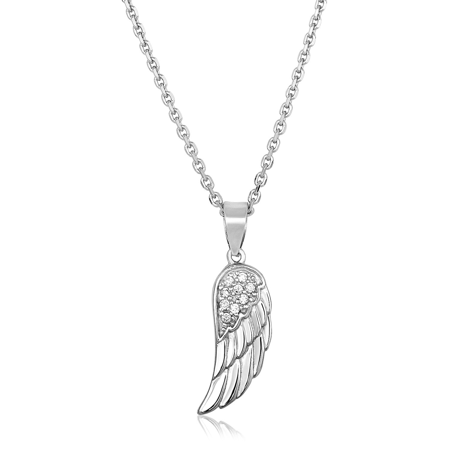 Sterling Silver with Textured Angel Wing Pendant - LinkagejewelrydesignLinkagejewelrydesign