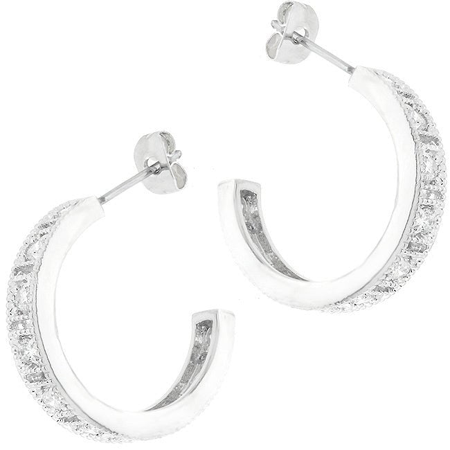 Studded Cubic Zirconia Hooplet Earrings - LinkagejewelrydesignLinkagejewelrydesign