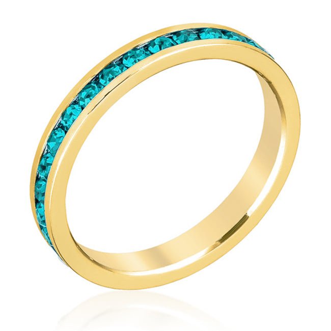 Stylish Stackables Turquoise Crystal Gold Ring - LinkagejewelrydesignLinkagejewelrydesign