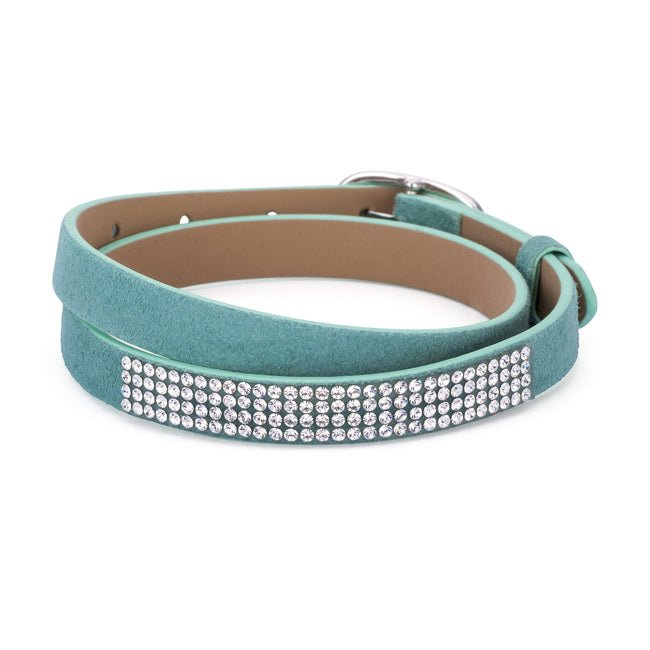 Stylish Turquoise Colored Wrap Bracelet with Crystals - LinkagejewelrydesignLinkagejewelrydesign