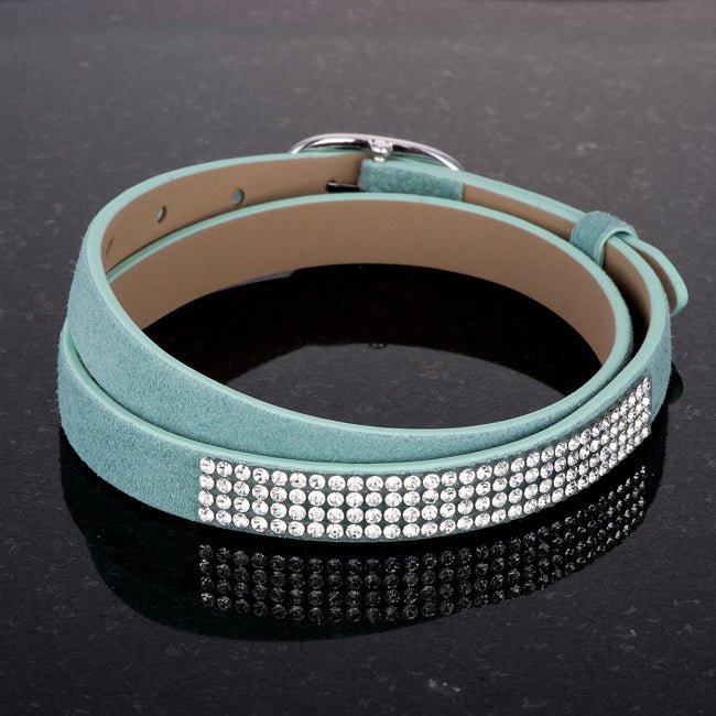 Stylish Turquoise Colored Wrap Bracelet with Crystals - LinkagejewelrydesignLinkagejewelrydesign