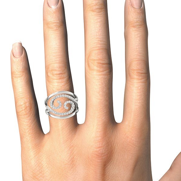 Swirl Design Diamond Ring in 14k White Gold (1/2 cttw) - LinkagejewelrydesignLinkagejewelrydesign