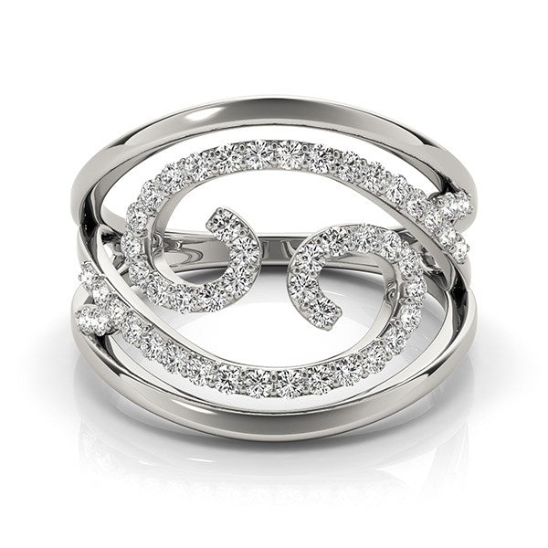 Swirl Design Diamond Ring in 14k White Gold (1/2 cttw) - LinkagejewelrydesignLinkagejewelrydesign