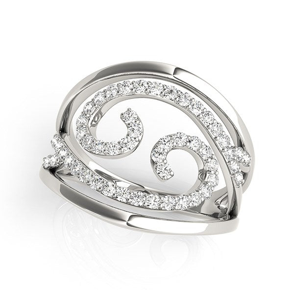 Swirl Design Diamond Ring in 14k White Gold (1/2 cttw) - LinkagejewelrydesignLinkagejewelrydesign