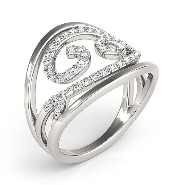 Swirl Design Diamond Ring in 14k White Gold (1/2 cttw) - LinkagejewelrydesignLinkagejewelrydesign