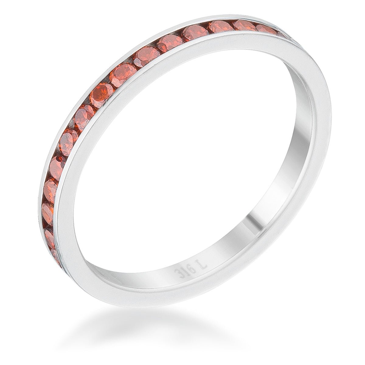 Teresa 0.5ct Dark Champagne CZ Stainless Steel Eternity Band, <b>Size 5</b> - LinkagejewelrydesignLinkagejewelrydesign