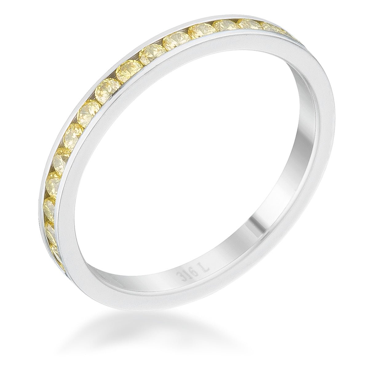 Teresa 0.5ct Jonquil CZ Stainless Steel Eternity Band, &lt;b&gt;Size 5&lt;/b&gt; - LinkagejewelrydesignLinkagejewelrydesign