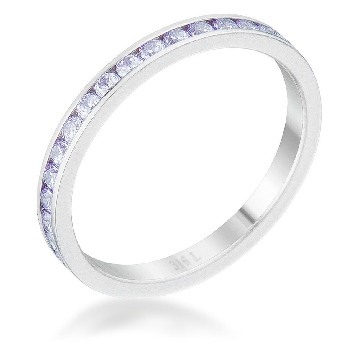 Teresa 0.5ct Light Lavender CZ Stainless Steel Eternity Band, &lt;b&gt;Size 5&lt;/b&gt; - LinkagejewelrydesignLinkagejewelrydesign