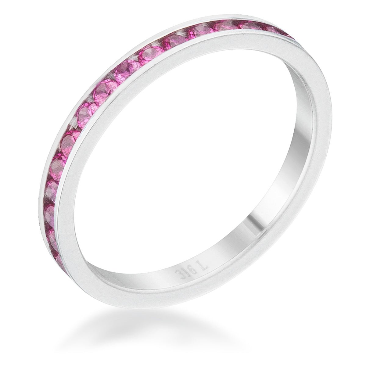 Teresa 0.5ct Ruby CZ Stainless Steel Eternity Band, &lt;b&gt;Size 5&lt;/b&gt; - LinkagejewelrydesignLinkagejewelrydesign