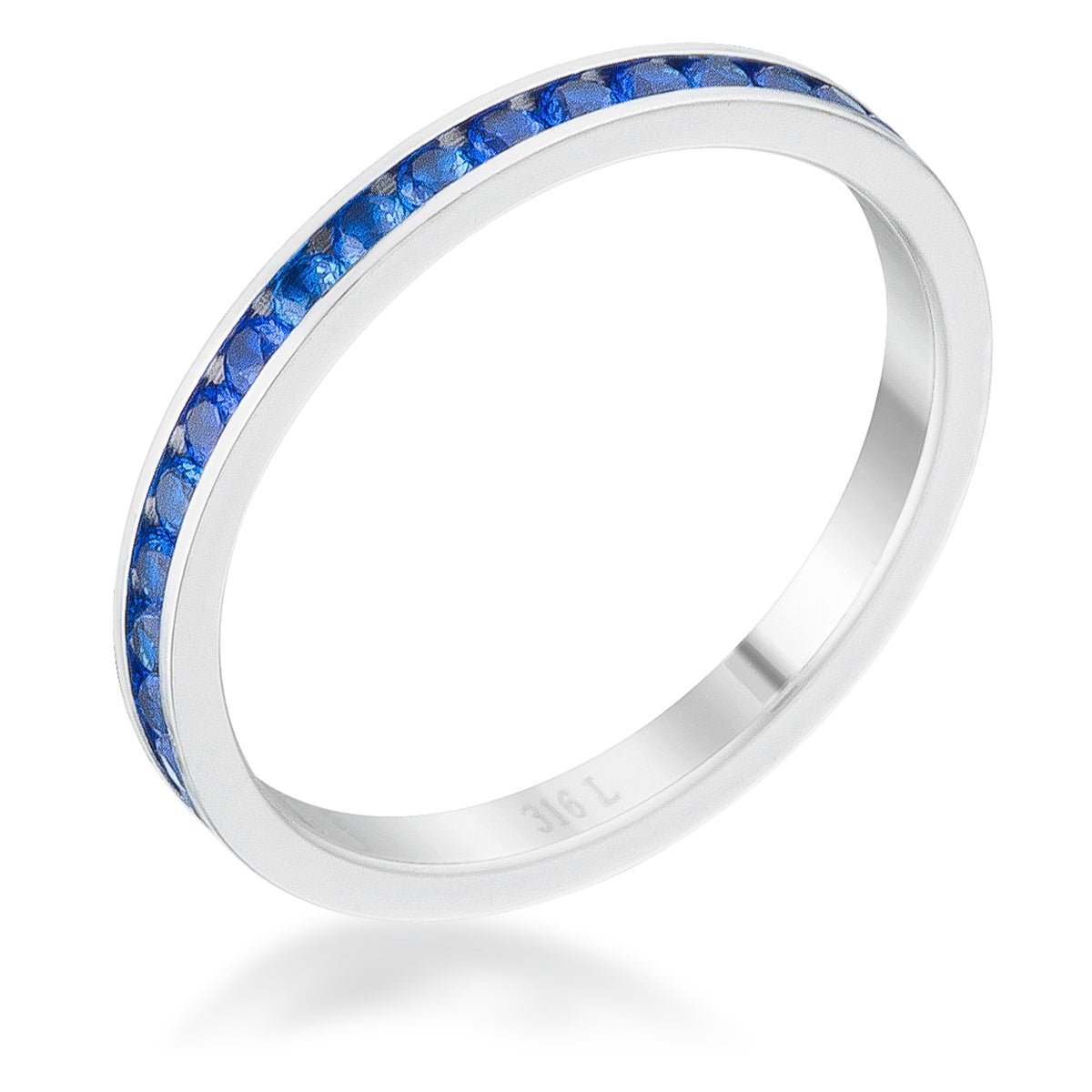 Teresa 0.5ct Sapphire CZ Stainless Steel Eternity Band, <b>Size 5</b> - LinkagejewelrydesignLinkagejewelrydesign