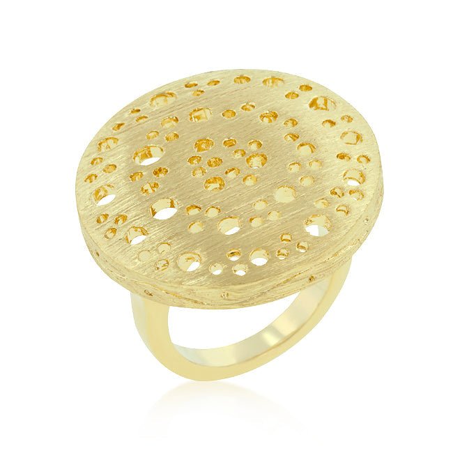 Textured Golden Saucer Ring - LinkagejewelrydesignLinkagejewelrydesign