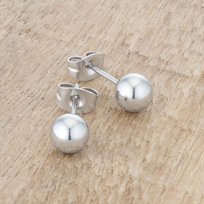 Tina Rhodium Sphere Stud Earrings - LinkagejewelrydesignLinkagejewelrydesign