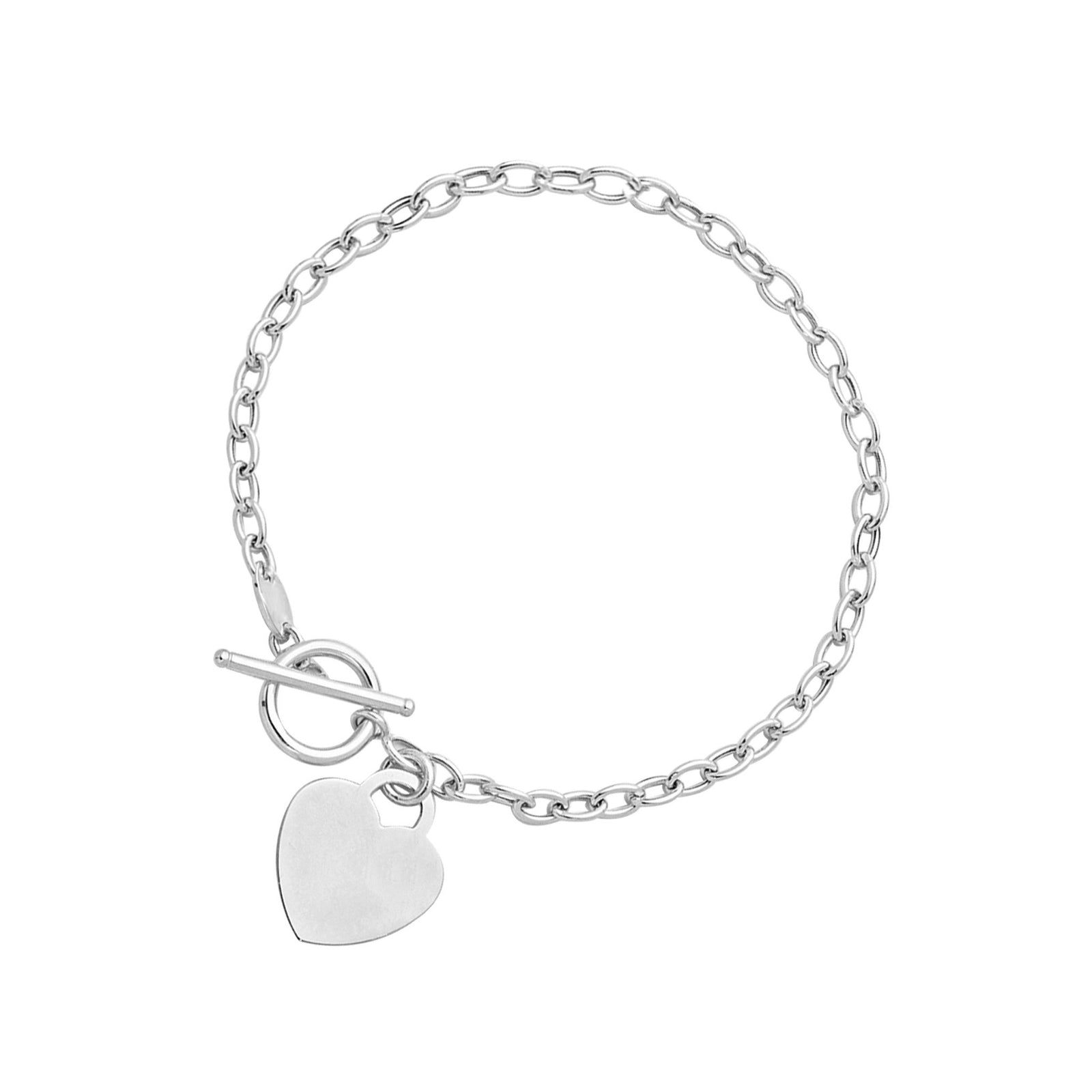 Toggle Bracelet with Heart Charm in 14k White Gold - LinkagejewelrydesignLinkagejewelrydesign