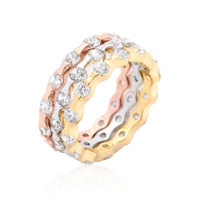 Tri-tone Stackable Rings - LinkagejewelrydesignLinkagejewelrydesign