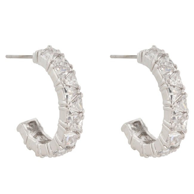 Trillion Cut Cubic Zirconia Hoop Earrings - LinkagejewelrydesignLinkagejewelrydesign