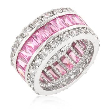 Triple Row Pink Eternity Ring - LinkagejewelrydesignLinkagejewelrydesign