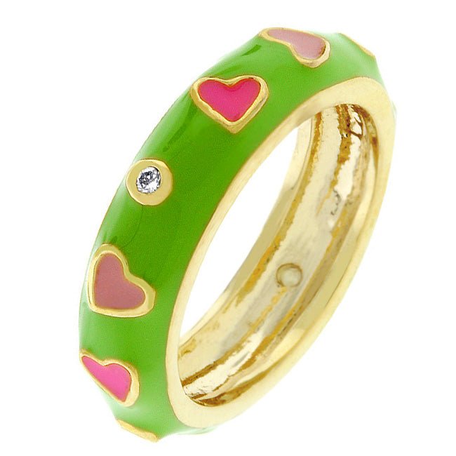 Tropical Enamel Hearts Ring - LinkagejewelrydesignLinkagejewelrydesign