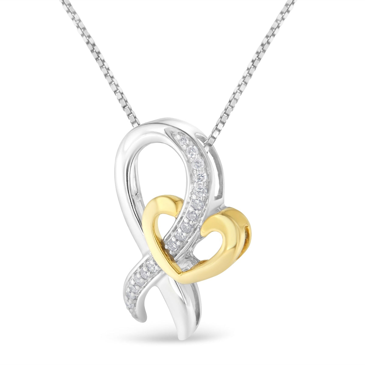 Two-Tone .925 Sterling Silver 1/6 cttw Round Cut Diamond Ties of Love Pendant Necklace (H-I, I1-I2) - LinkagejewelrydesignLinkagejewelrydesign