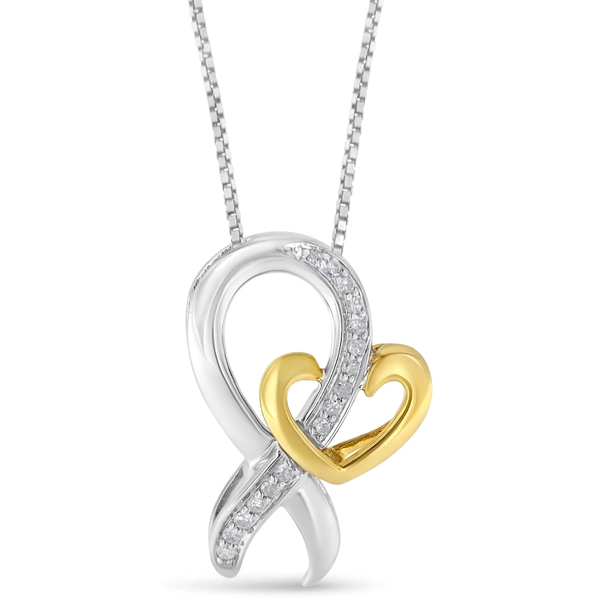 Two-Tone .925 Sterling Silver 1/6 cttw Round Cut Diamond Ties of Love Pendant Necklace (H-I, I1-I2) - LinkagejewelrydesignLinkagejewelrydesign