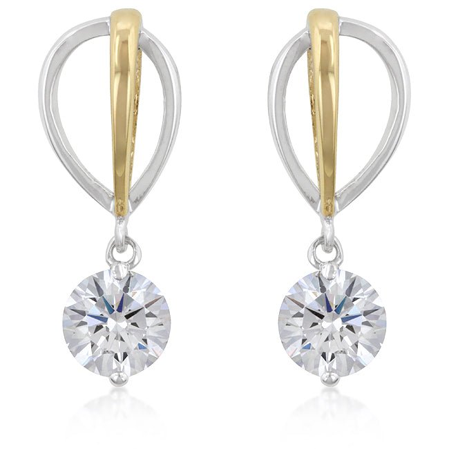 Two-tone Finish Cubic Zirconia Drop Earrings - LinkagejewelrydesignLinkagejewelrydesign