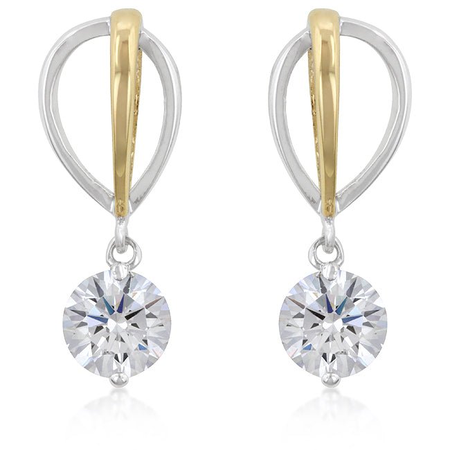 Two-tone Finish Cubic Zirconia Drop Earrings - LinkagejewelrydesignLinkagejewelrydesign