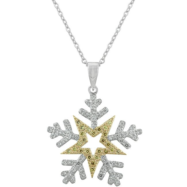 Two-tone Finished Snowflake Pendant - LinkagejewelrydesignLinkagejewelrydesign