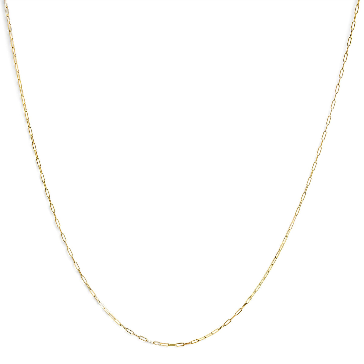 Unisex Solid 14K Yellow Gold 1.5mm Paperclip Chain Necklace - 18 Inches - LinkagejewelrydesignLinkagejewelrydesign