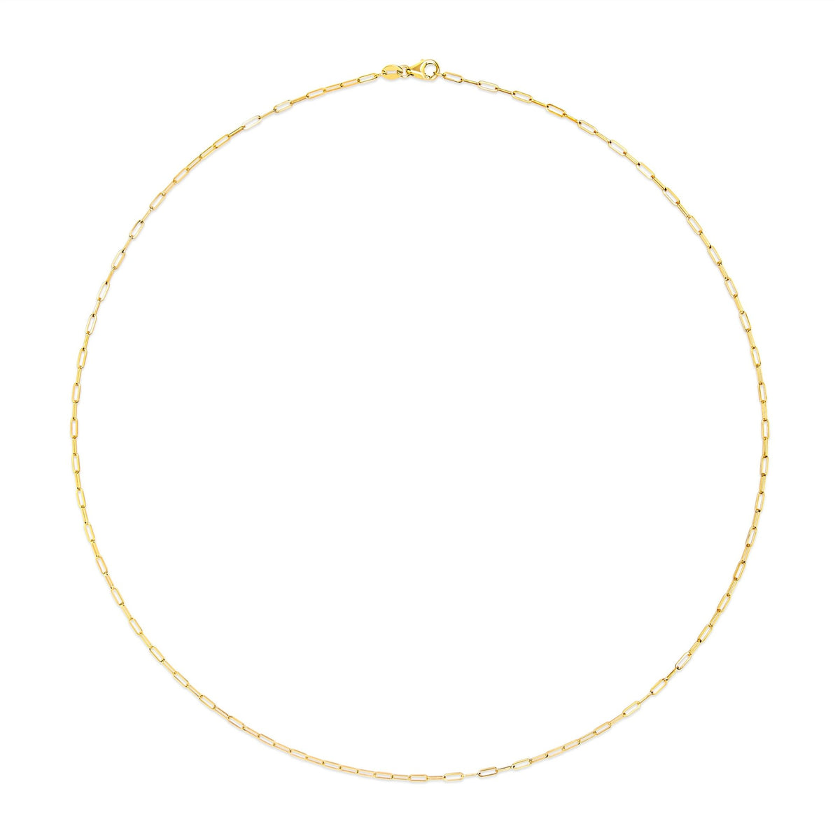 Unisex Solid 14K Yellow Gold 1.5mm Paperclip Chain Necklace - 18 Inches - LinkagejewelrydesignLinkagejewelrydesign