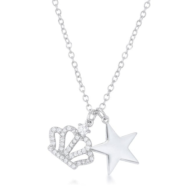 Vanessa Crown &amp; Star Charm 0.4 ct Pendant - LinkagejewelrydesignLinkagejewelrydesign