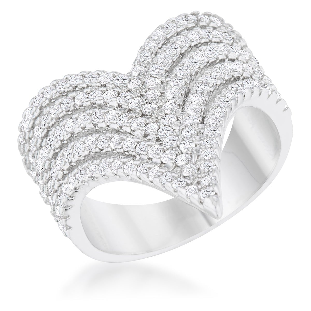 Vera 1.42ct CZ Rhodium Vintage Inspired Cocktail Ring, <b>Size 5</b> - LinkagejewelrydesignLinkagejewelrydesign