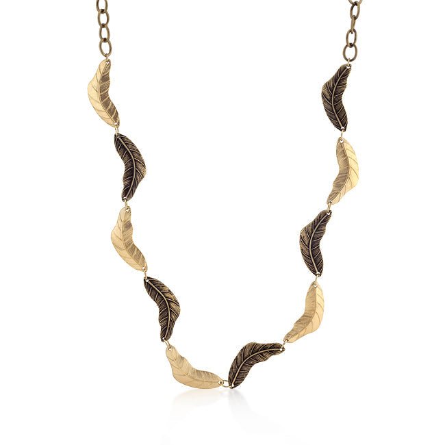 Vintage Leaf Two-tone Finish Necklace - LinkagejewelrydesignLinkagejewelrydesign