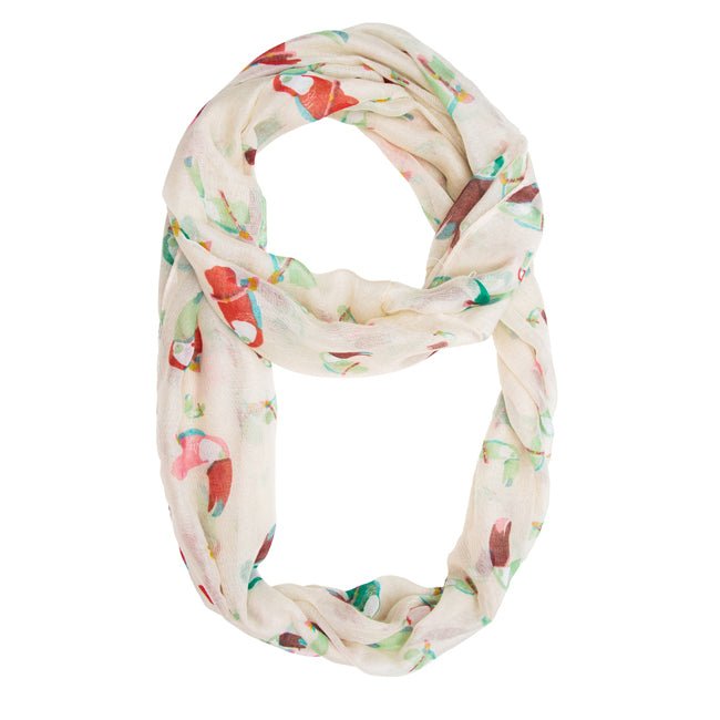 White Shauna Toucan Infinity Scarf - LinkagejewelrydesignLinkagejewelrydesign