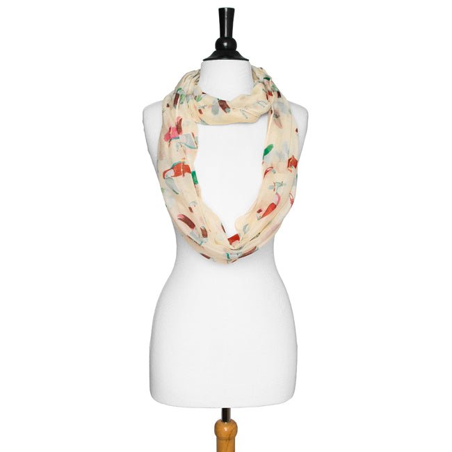 White Shauna Toucan Infinity Scarf - LinkagejewelrydesignLinkagejewelrydesign