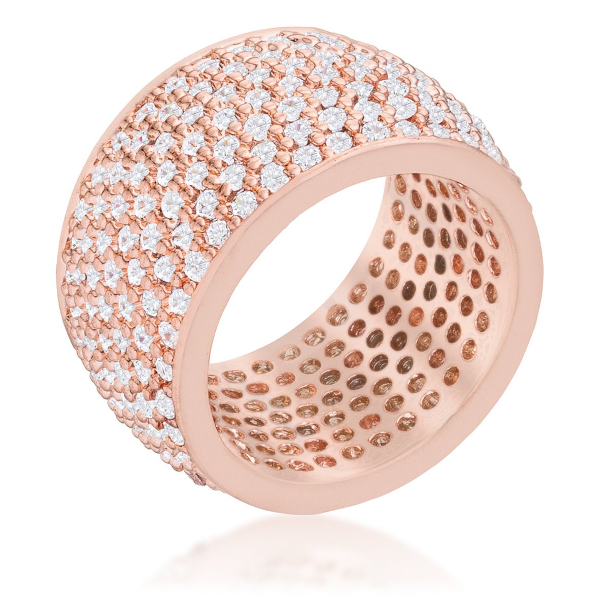 Wide Pave Cubic Zirconia Rose Gold Band Ring - LinkagejewelrydesignLinkagejewelrydesign