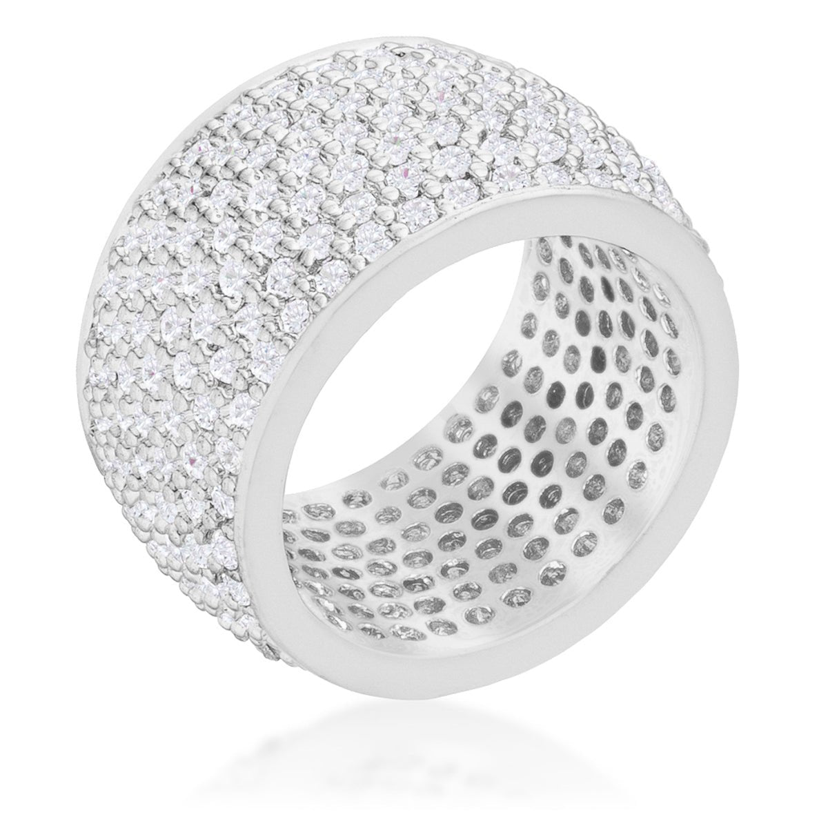 Wide Pave Cubic Zirconia Silvertone Band Ring - LinkagejewelrydesignLinkagejewelrydesign