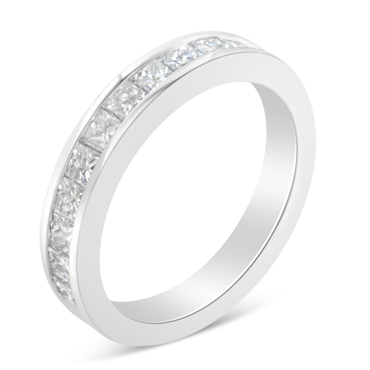Women&#39;s 18K White Gold Princess Cut Diamond Band Ring (1 Cttw, G-H Color, SI1-SI2 Clarity) - Size 6 - LinkagejewelrydesignLinkagejewelrydesign