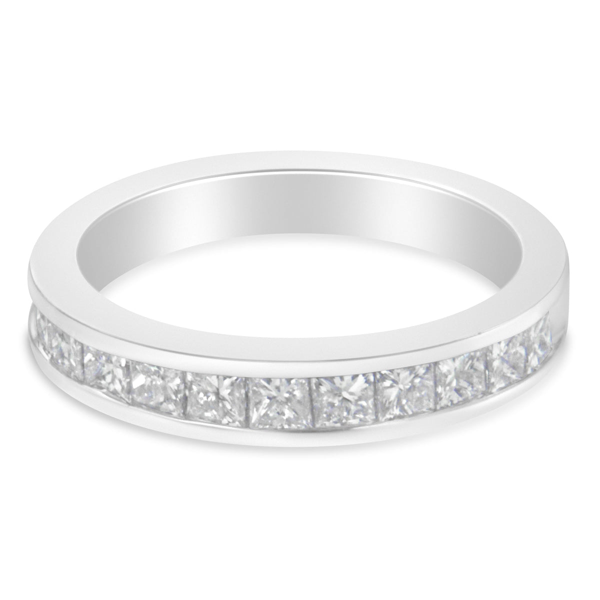 Women&#39;s 18K White Gold Princess Cut Diamond Band Ring (1 Cttw, G-H Color, SI1-SI2 Clarity) - Size 6 - LinkagejewelrydesignLinkagejewelrydesign