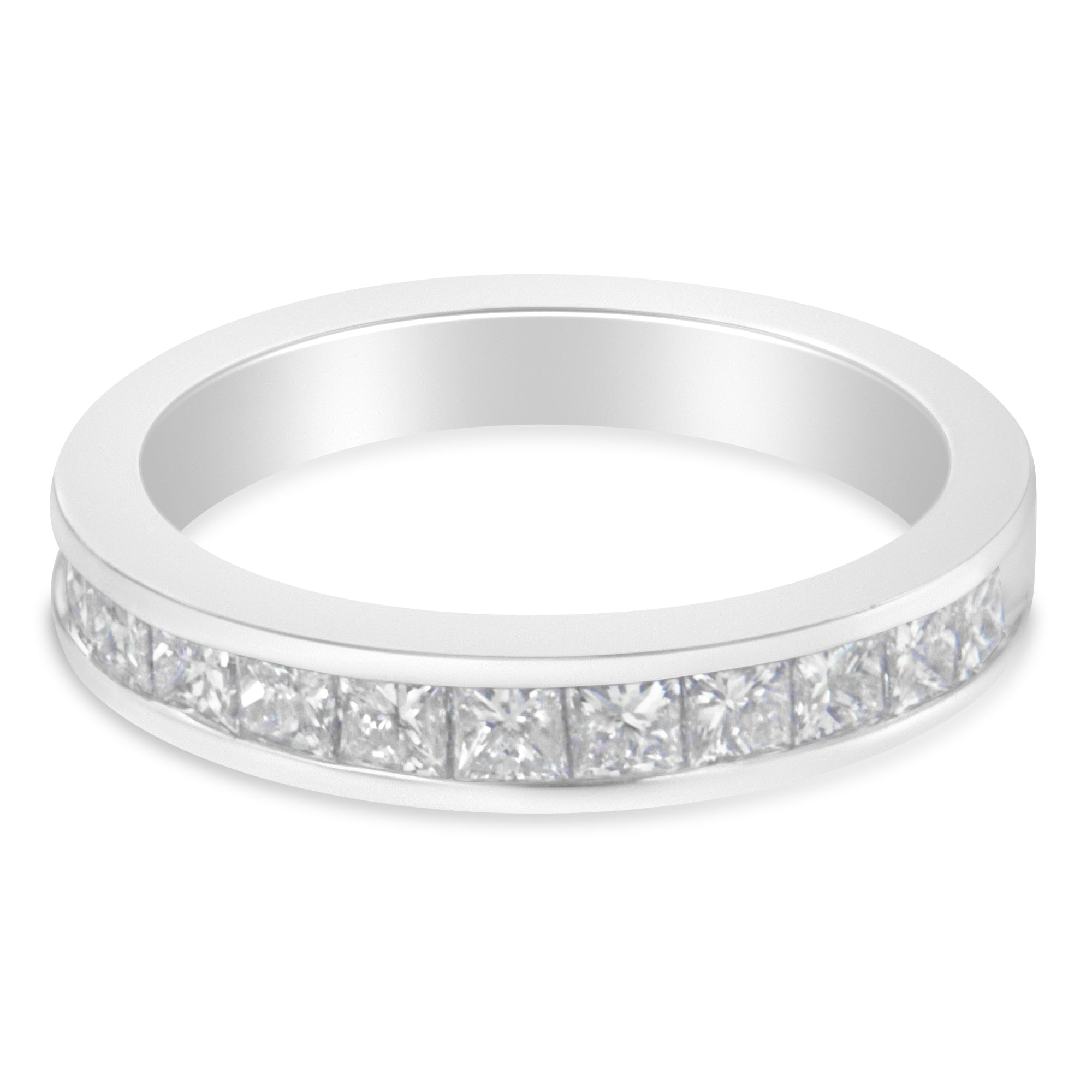 Women's 18K White Gold Princess Cut Diamond Band Ring (1 Cttw, G-H Color, SI1-SI2 Clarity) - Size 6 - LinkagejewelrydesignLinkagejewelrydesign