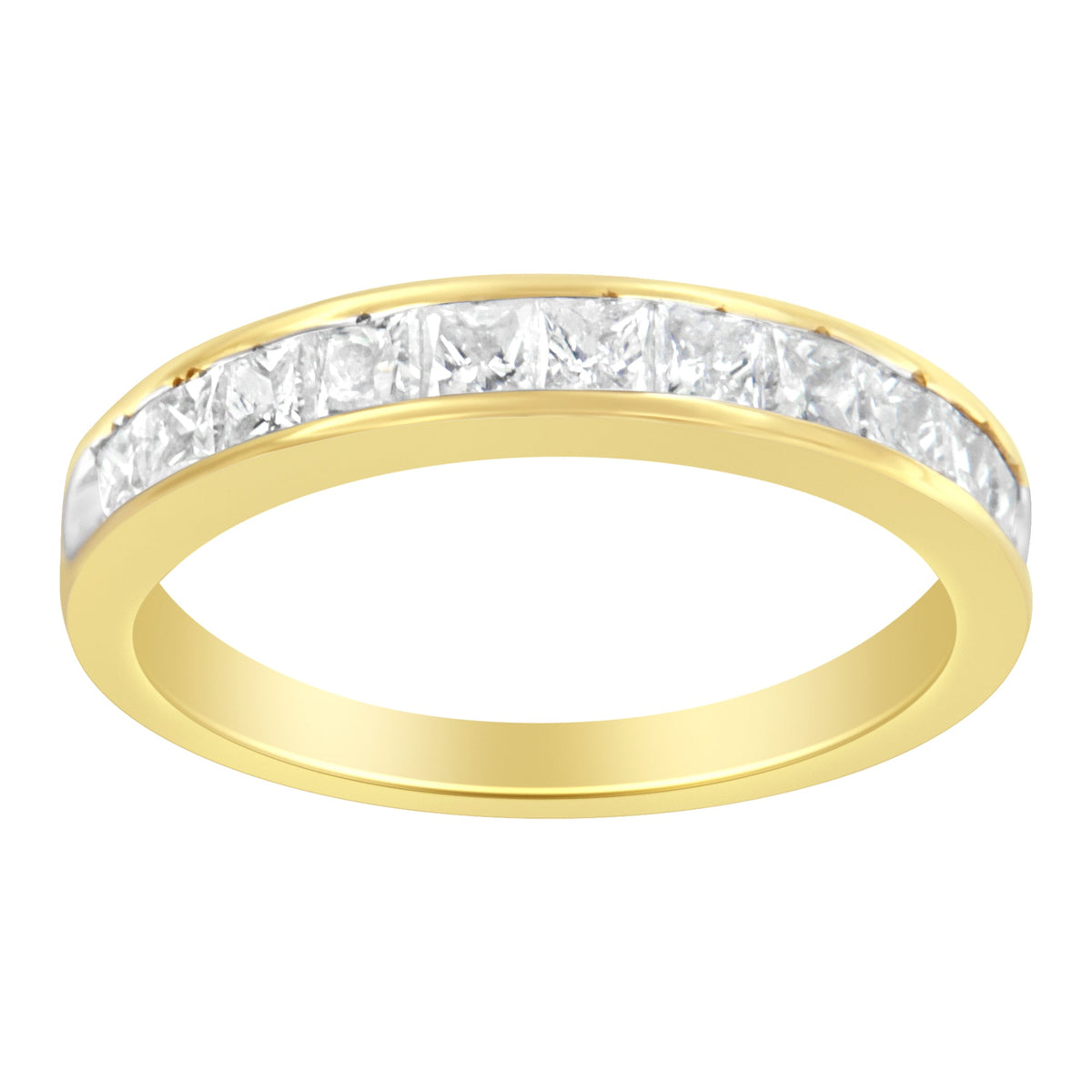 Women&#39;s 18K White Gold Princess Cut Diamond Band Ring (1 cttw, G-H Color, SI1-SI2 Clarity), Size 7 - LinkagejewelrydesignLinkagejewelrydesign